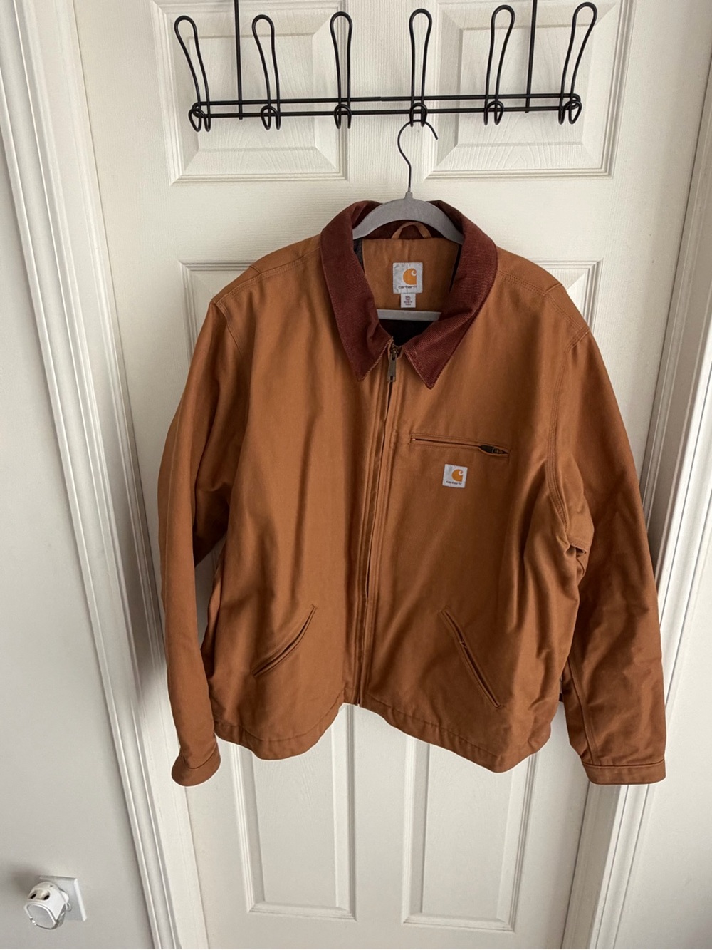 Carhartt Men’s Brown Duck Active Jacket with Corduroy Collar